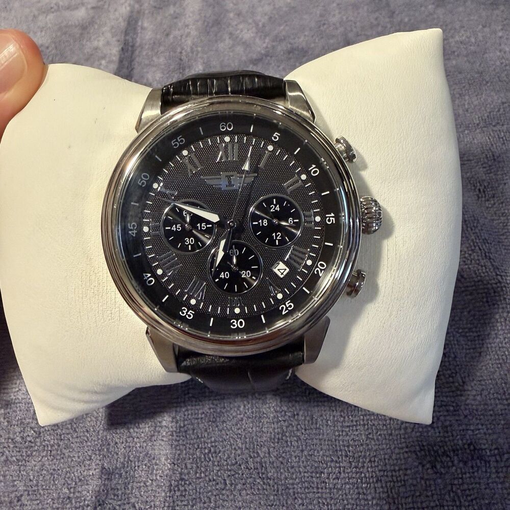 Invicta I Men'S 90242 Chronograph Black Dial Black Leather Dress Watch